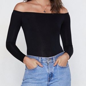 Nasty Gal Off-The-Shoulder Black Body Suit